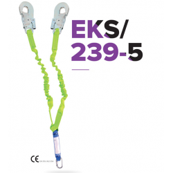 EKS 239-5 Şok Emicili ve Kilit Kanca Karabinalı Çift Bacaklı Elastik Lanyard