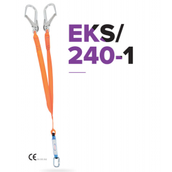 EKS 240-1 Şok Emicili ve Alüminyum Karabinalı Çift Bacaklı Kolonlu Lanyard