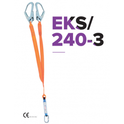 EKS 240-3 Şok Emicili ve Çelik Karabinalı Çift Bacaklı Kolonlu Lanyard