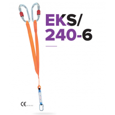 EKS 240-6 Şok Emicili Ve Çelik Karabinalı Çift Bacaklı Kolonlu Lanyard